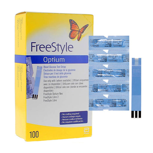 FreeStyle Optium Blood Glucose Test Strips (100 Strips) – Accurate Diabetes Monitoring