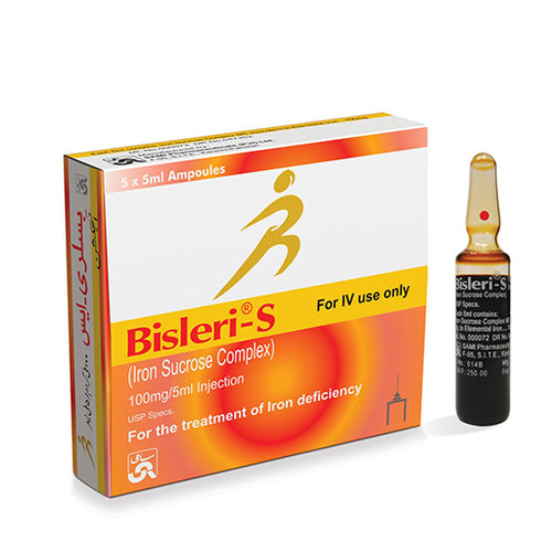 Bisleri-S 100 mg / 5 mL IV Iron Sucrose Injection – Box of 5 Ampoules