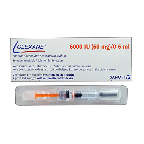 Clexane 60 mg/0.6 mL Injection (Enoxaparin Sodium) — 2 Pre-Filled Syringes
