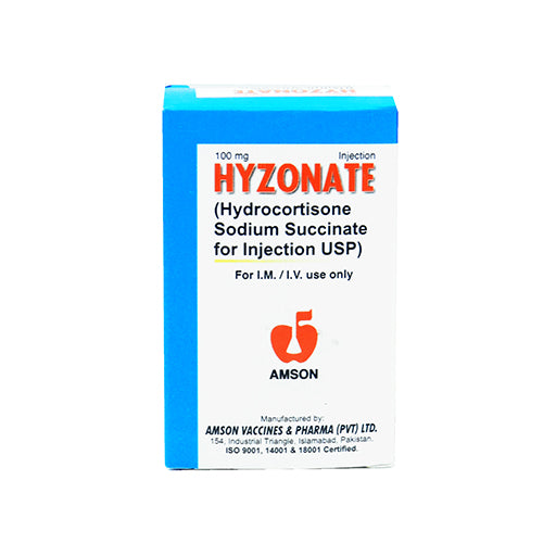 Hyzonate 100mg Injection (Hydrocortisone Sodium Succinate) – Corticosteroid for Inflammation, Allergy & Adrenal Crisis