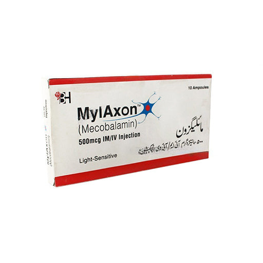 Mylaxon 500 µg Injection (Mecobalamin) — 10 Ampoules