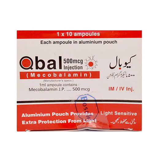 Qbal 500 mcg Injection (Vitamin B12) – 10 Ampoules