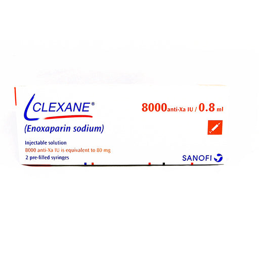 Clexane (8000 anti-Xa IU/0.8ml) Injection – 2 Prefilled Syringes | Anticoagulant (Blood Thinner)