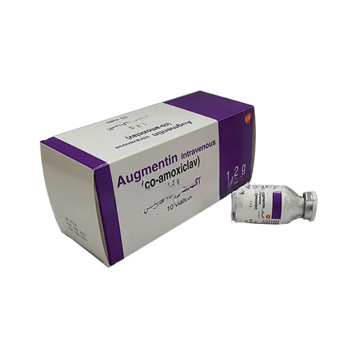 Augmentin (1.2g) Injection – Pack of 10 Vials | Broad-Spectrum Antibiotic (Amoxicillin + Clavulanic Acid)