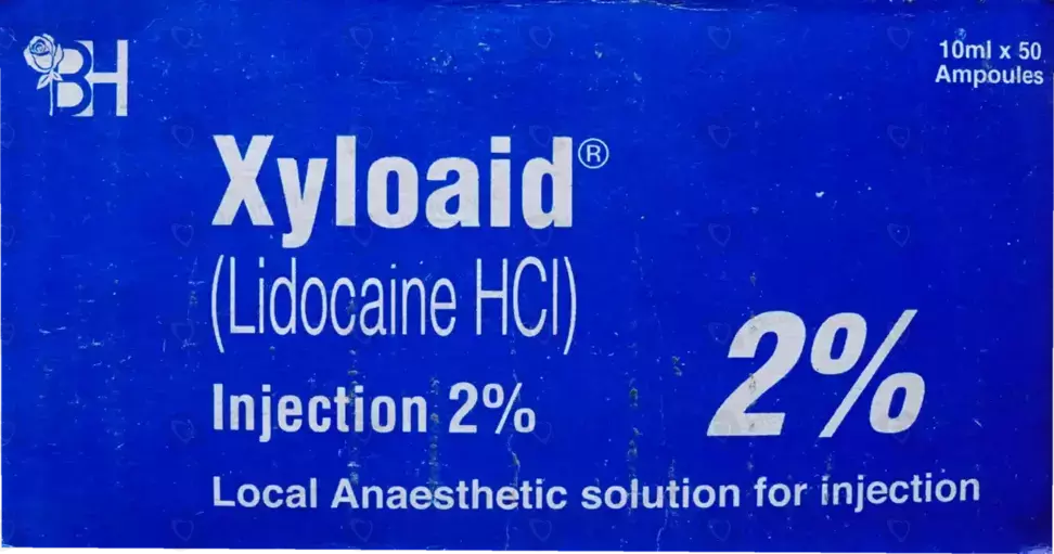 Xyloaid Solution 2% (Lidocaine) – 10ml, 50 Ampoule Local Anesthetic Injection