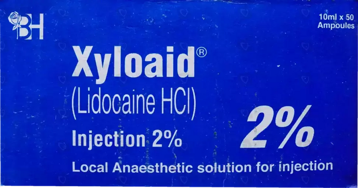Xyloaid Solution 2% (Lidocaine) – 10ml, 50 Ampoule Local Anesthetic Injection