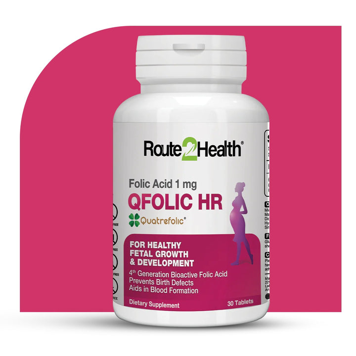 Route2Health Q Folic HR – High‑Strength Folic Acid (1 mg) | Bioactive Prenatal Support & Women’s Wellness