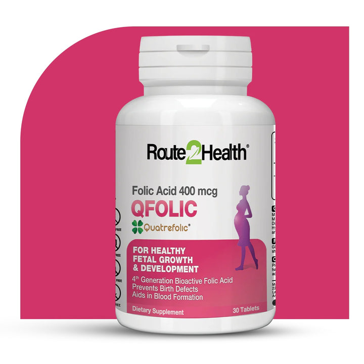 Route2Health QFolic – Folic Acid 400 mcg Tablets | Pregnancy Support & Women’s Wellness