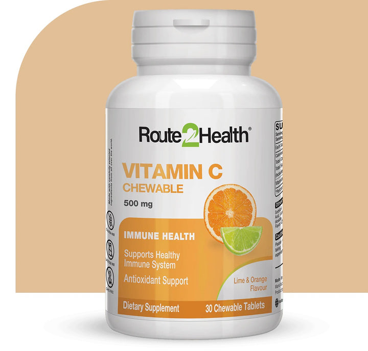 Route2Health Vitamin C – 500 mg Chewable Immune & Antioxidant Support Tablets | Daily Wellness